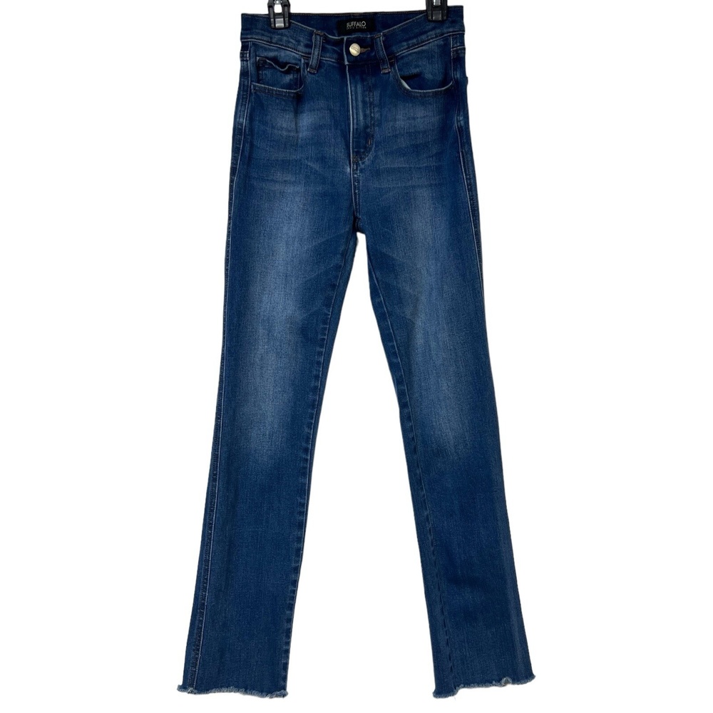 Buffalo David Bitton‎ Ivy Jeans W26 Blue High-Rise Straight Fringe Hem Denim